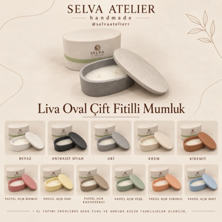 Liva Oval Çift Fitilli Mumluk