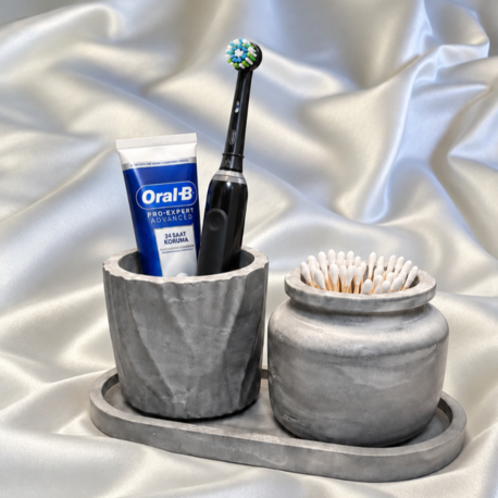 Gri Beton 3’lü Banyo Düzenleyici Set