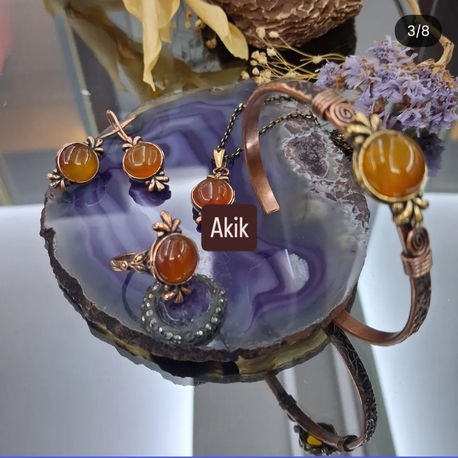 mercan Bakır takım bakır bileklik