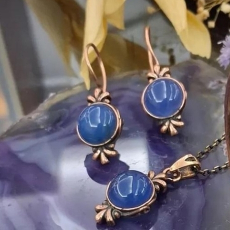 lapis küpe kolye bakır takım