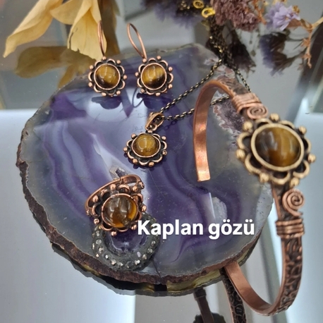 Kaplan gözü Bakır takım bakır bileklik