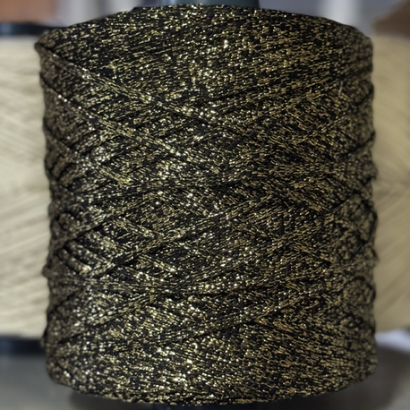 5MM SİYAH GOLD POLYESTER RİBON MAKROME İPİ (1KG)