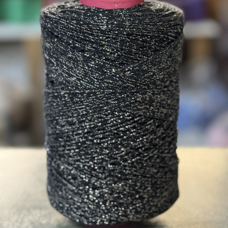 3MM PAMUK SİYAH GÜMÜŞ SİMLİ MAKROME İPİ(1KG)