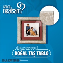 Lüks Çerçeveli Doğal Taş Tablo Krem