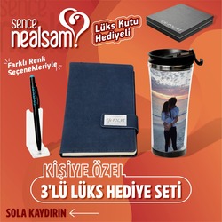 Kişiye Özel 3'lü Lüks Hediye Seti Lacivert