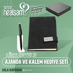Lüks Kutulu Ajanda ve Kalem Hediye Seti Siyah