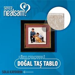 Lüks Çerçeveli Doğal Taş Tablo Krem