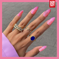 Pembe Renk Simli Takma Tırnak (Yapıştırıcılı)