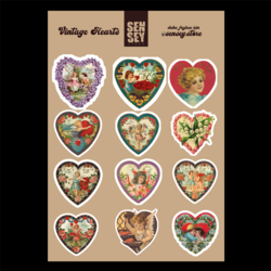 vintage hearts sticker