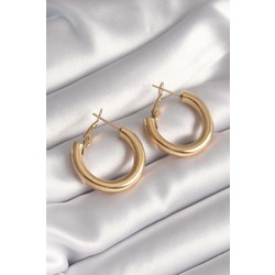 316L Çelik Gold Renk Halka Model Kadın Küpe