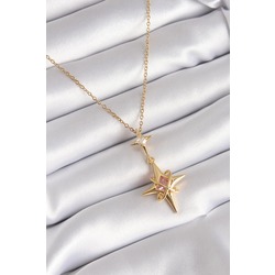 Gold Zirkon Taşlı Kutup Yıldızı Kolye