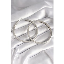 55mm Pirinç Gümüş Renk Halka Model Kadın Küpe
