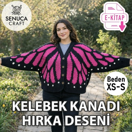 Kelebek Hırka Desen Şeması XS-S Beden (Dijital PDF)