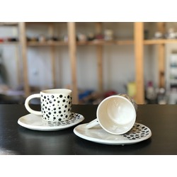 Benekli Kupa Set (1 kupa 1 tabak)
