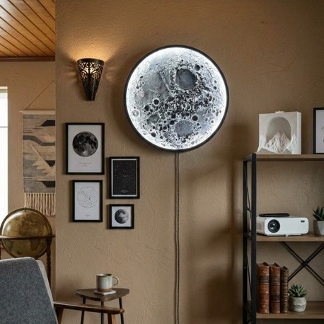 3D Ay Motifli LED Duvar Aydınlatması | Dekoratif Ay Lambası | 3D Baskı