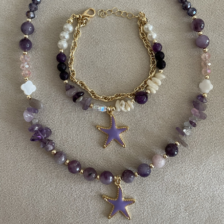 Handmade | Ametist Taşlı İkili Set 