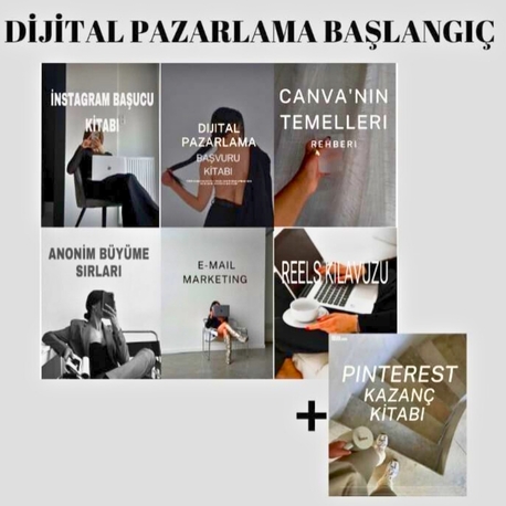 Dijital Pazarlama Başlangıç Seti + Pinterest Kazanç Kitabı