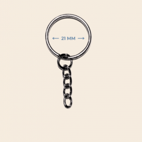 Zincirli Tel Sargı Model Anahtarlık Halkası - Gümüş Renk (21 mm)
