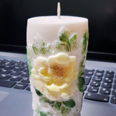Soya wax el yapımı gül desenli mum