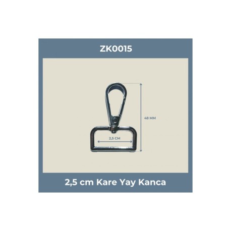 2,5 cm Kare Yay Kanca Nikel – Metal Çanta Askı ve Anahtarlık Aparatı 50 Adet
