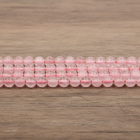 Doğal pembe kuvars taşı 8 mm faset kesim dizi taş