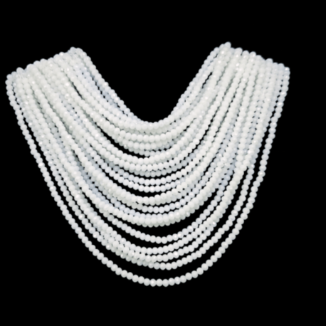 4 mm Beyaz Rondela Kesim Kristal Cam Boncuk Dizisi (120 Adet)