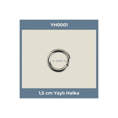 1,5 cm (15 mm) Nikel Kaplama Yaylı Halka - Çanta ve Takı Aparatı