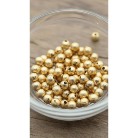 Altın Kaplama 5mm Pütürlü Metal Top Boncuk – 50 Adet