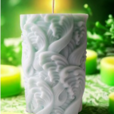 Dalga Desenli Doğal Soya Wax Mum – El Yapımı, Aromatik ve Şık Tasarım