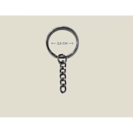 Zincirli Konik Anahtarlık Halkası - Metal Renk (2,5 cm)