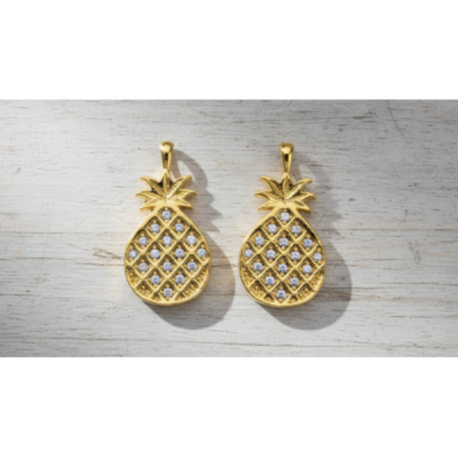 Altın Kaplama Taşlı Ananas Sallantı Takı Malzemesi – 25x13 mm | Zarif ve Dayanıklı