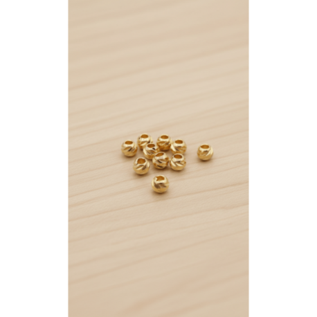 Altın Kaplama 5mm Desenli Metal Top Boncuk – 15 Adet