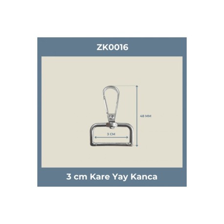 3 cm Kare Yay Kanca Nikel – Metal Çanta Askı ve Anahtarlık Aparatı 50 Adet