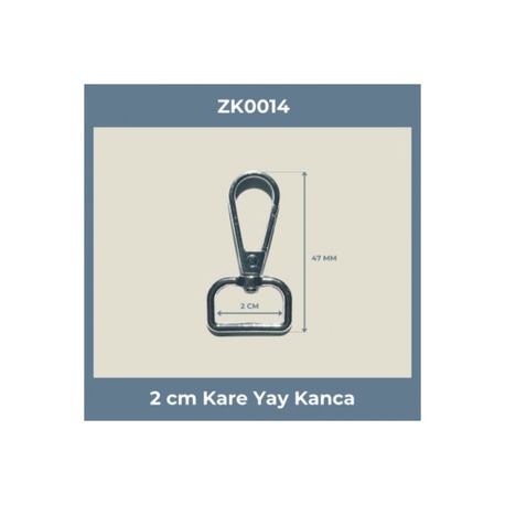 2 cm Kare Yay Kanca – Nikel Metal Anahtarlık ve Çanta Askı Aparatı 50 Adet