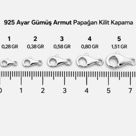 925 Ayar Gümüş Armut Papağan Kilit Kapama – Takı Aksesuarı