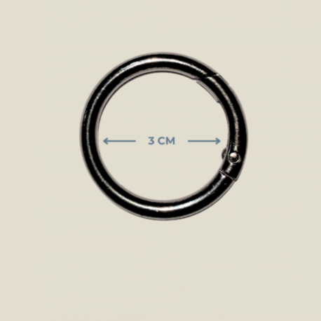 3 cm (30 mm) Füme (Black Nickel) Yaylı Halka - Çanta ve Takı Aparatı