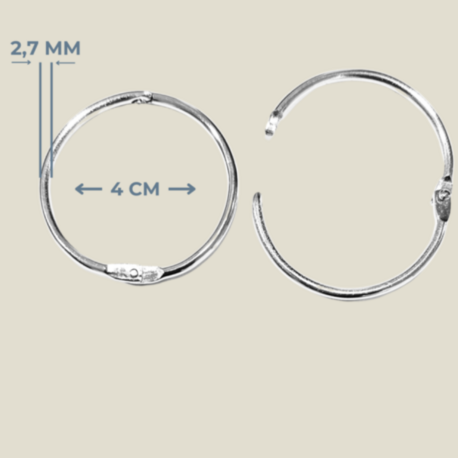 4 cm Metal Kilitli Halka – Ciltleme ve Menü Halkası (2,7 mm Kalınlık) 10 Adet