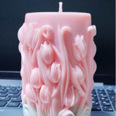 Soya wax el yapımı Lale desenli mum