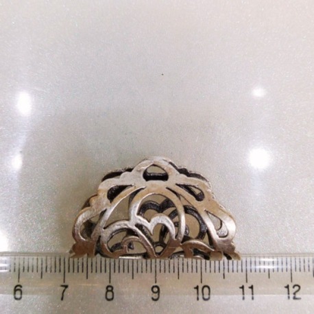 Antik Gümüş Kaplama Pirinç Geniş Gözenekli Telkari Kolye Borusu Aparatı - 45 mm
