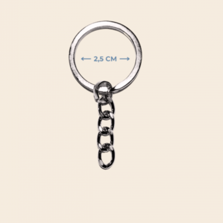 Kalın Zincirli Ezme Model Anahtarlık Halkası - Metal Renk (2,5 cm)