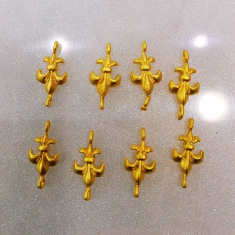 Altın Kaplama Fleur-de-lis (Zambak) Formlu Küpe ve Kolye Ucu Aparatı (1 Adet)