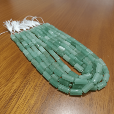 Doğal Aventurin Taşı Boru Kesim Dizi – 38 cm, 26-28 Taş, 10x7 mm