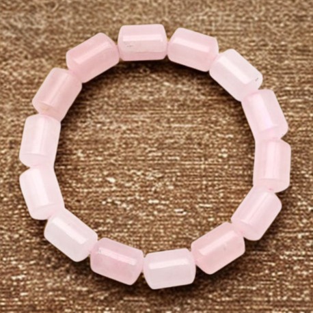 Pembe Kuvars Doğal Taş Bileklik - 10x14 mm Özel Kesim Silindir