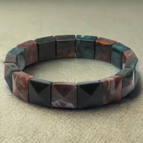 Hint Akik Doğal Taş Bileklik - 12x12 mm Özel Kare Kesim