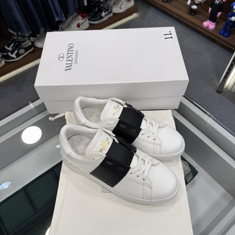 Valentino Open White Sneaker with Black Strap