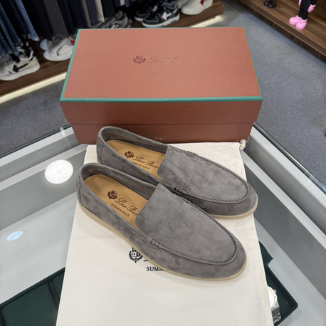 Loro Piana Summer Walk Suede Loafer Grey