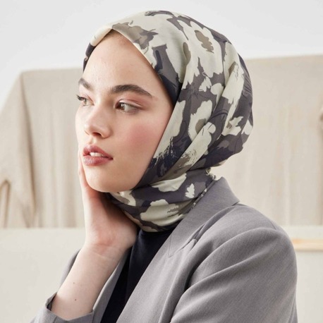 Fresh Scarfs - Multi Flower Desen Pamuk İpek Eşarp - Vizon