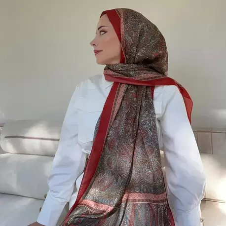ARMANDA - 6036 Etnik Desen Şal - Kiremit