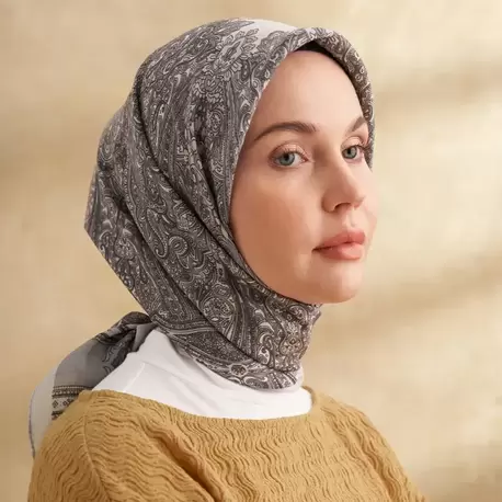 ARMANDA - 3152 Jardın Desen Eşarp - Gümüş