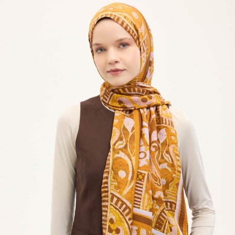 SİLK HOME - Urban Hours Antik Hardal Mayda Şal 190x70